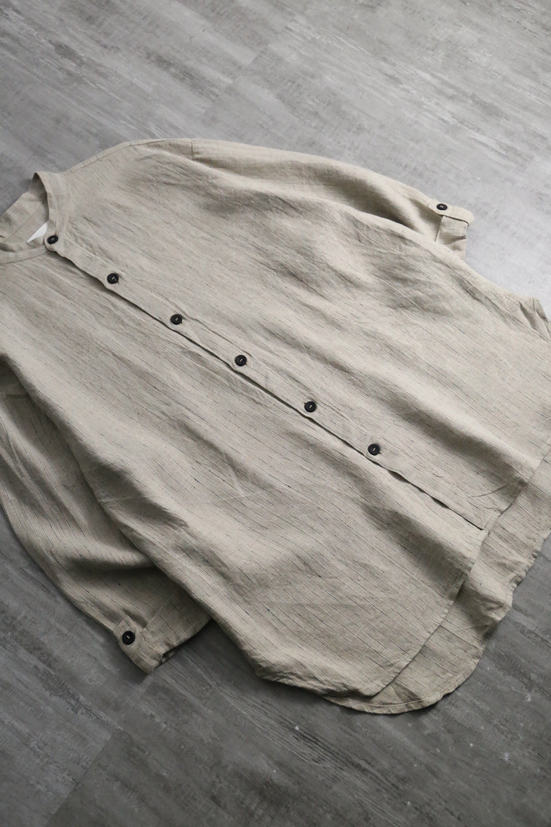 1990s FLAX by Jeanne Engelhart band color stripe linen shirt
