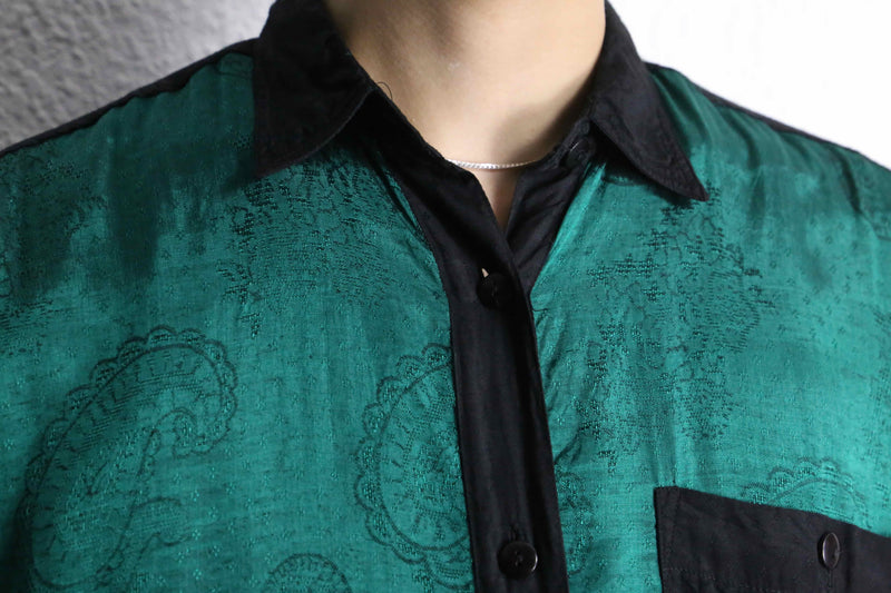 90's switching jacquard rayon shirt
