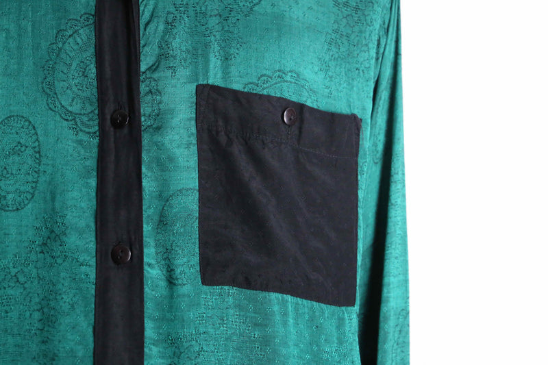 90's switching jacquard rayon shirt