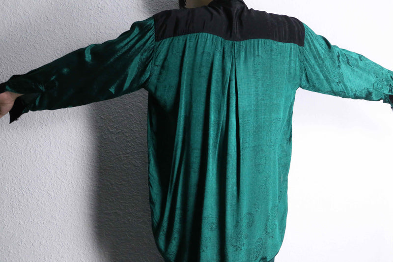 90's switching jacquard rayon shirt
