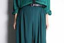 subdued green wide easy pants