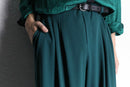 subdued green wide easy pants