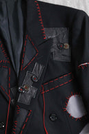 "Re:make" leather patchwork hand stitch design jacket