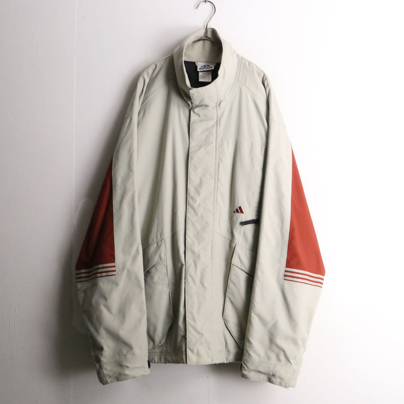 "adidas" stand neck 2tone nylon jacket