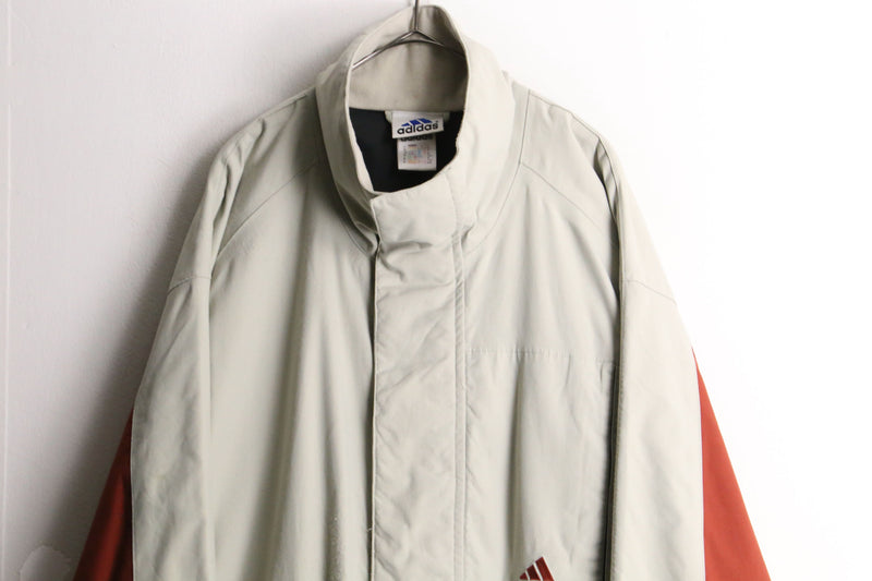 "adidas" stand neck 2tone nylon jacket