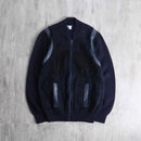 dark navy color switching knit blouson