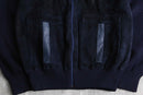 dark navy color switching knit blouson