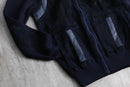 dark navy color switching knit blouson