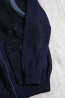 dark navy color switching knit blouson