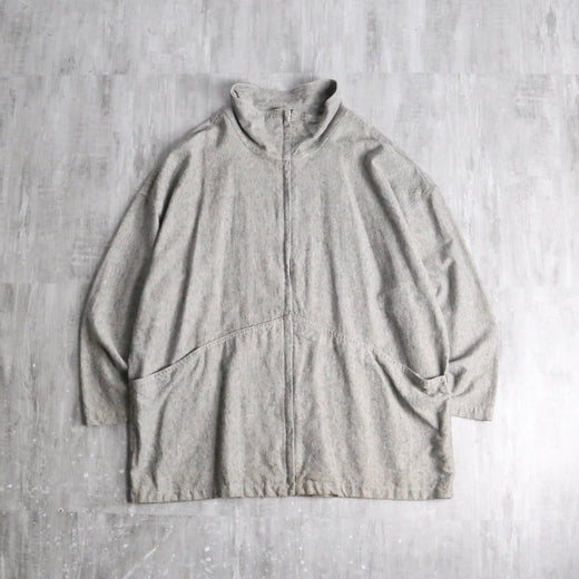 linen×cotton chambray zip-up jacket