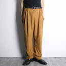 brown suede leather tuck tapered pants