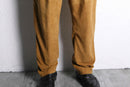 brown suede leather tuck tapered pants