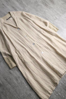 V-neck stripe&dot linen long jacket