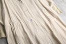 V-neck stripe&dot linen long jacket