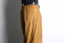 brown suede leather tuck tapered pants