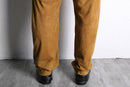 brown suede leather tuck tapered pants