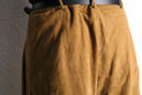 brown suede leather tuck tapered pants