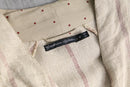 V-neck stripe&dot linen long jacket
