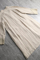 V-neck stripe&dot linen long jacket