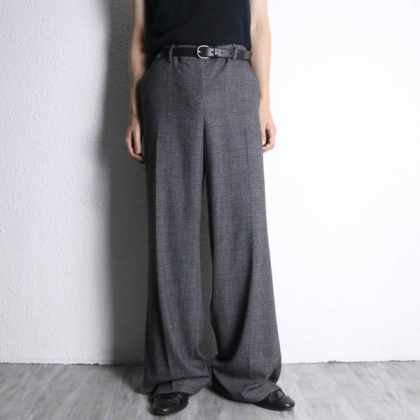 "Calvan Klein" gren check wide buggy rayon slacks