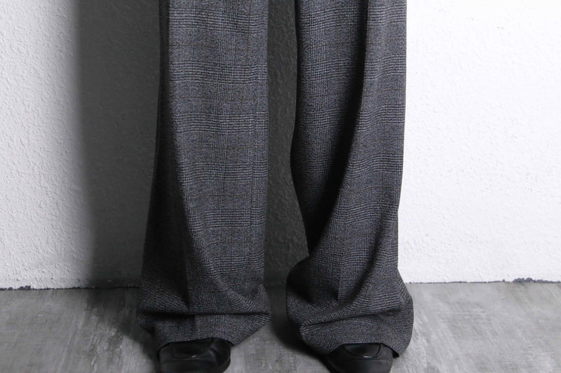 "Calvan Klein" gren check wide buggy rayon slacks