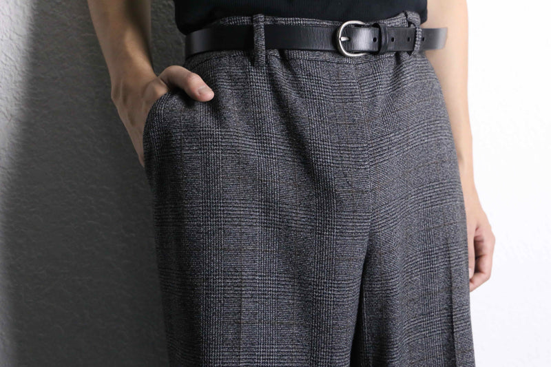"Calvan Klein" gren check wide buggy rayon slacks
