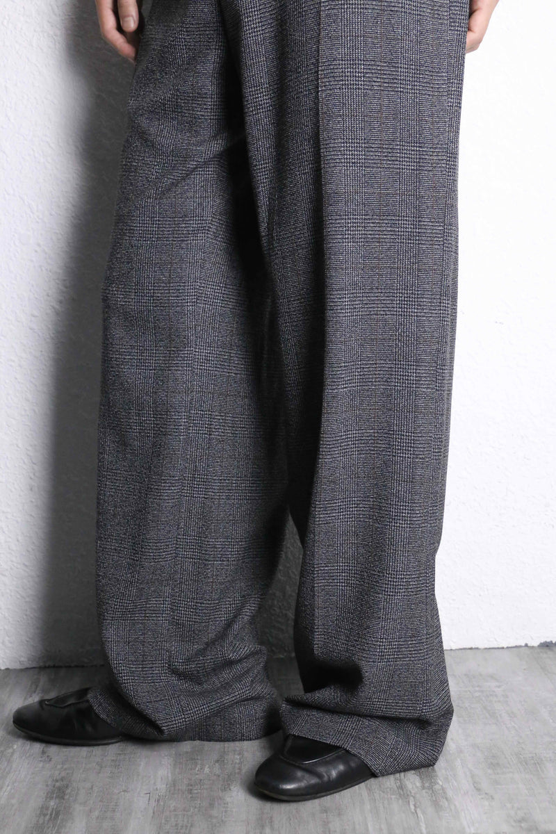 "Calvan Klein" gren check wide buggy rayon slacks
