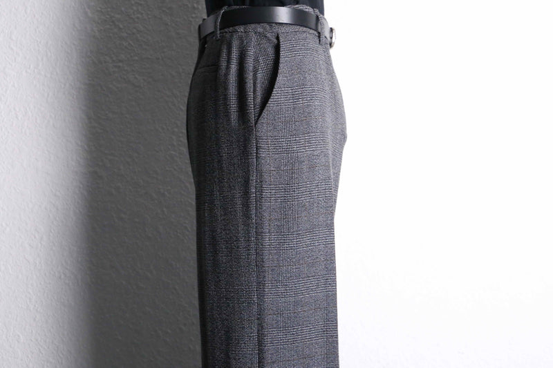 "Calvan Klein" gren check wide buggy rayon slacks