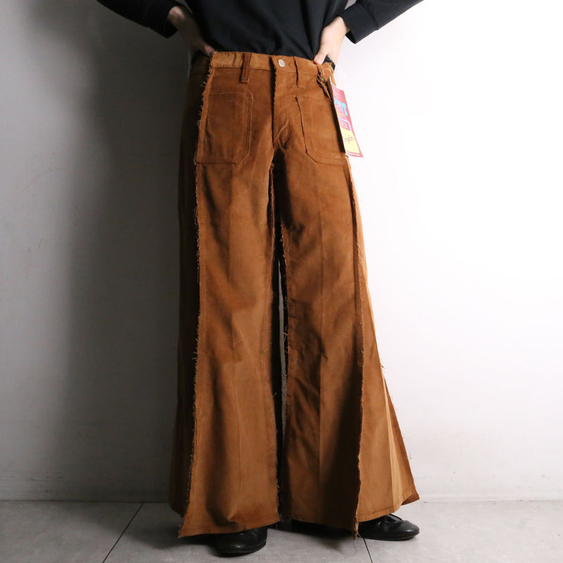 remake "再構築" camel brown corduroy buggy flare pants