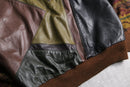 “SAXONY”vintage leather×3D knit pullover