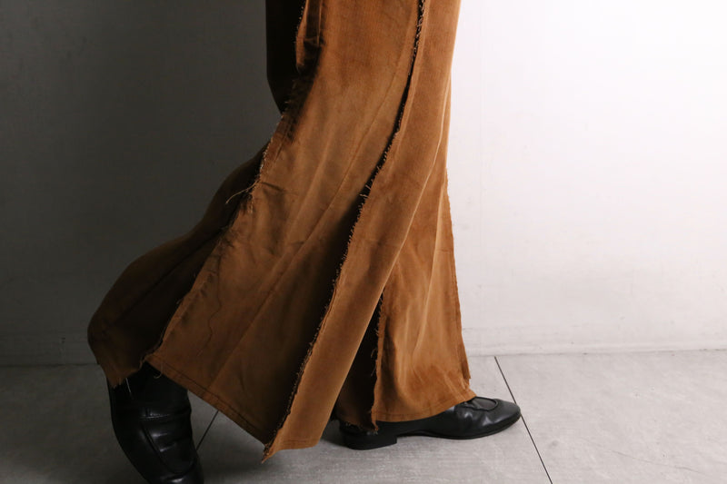 remake "再構築" camel brown corduroy buggy flare pants