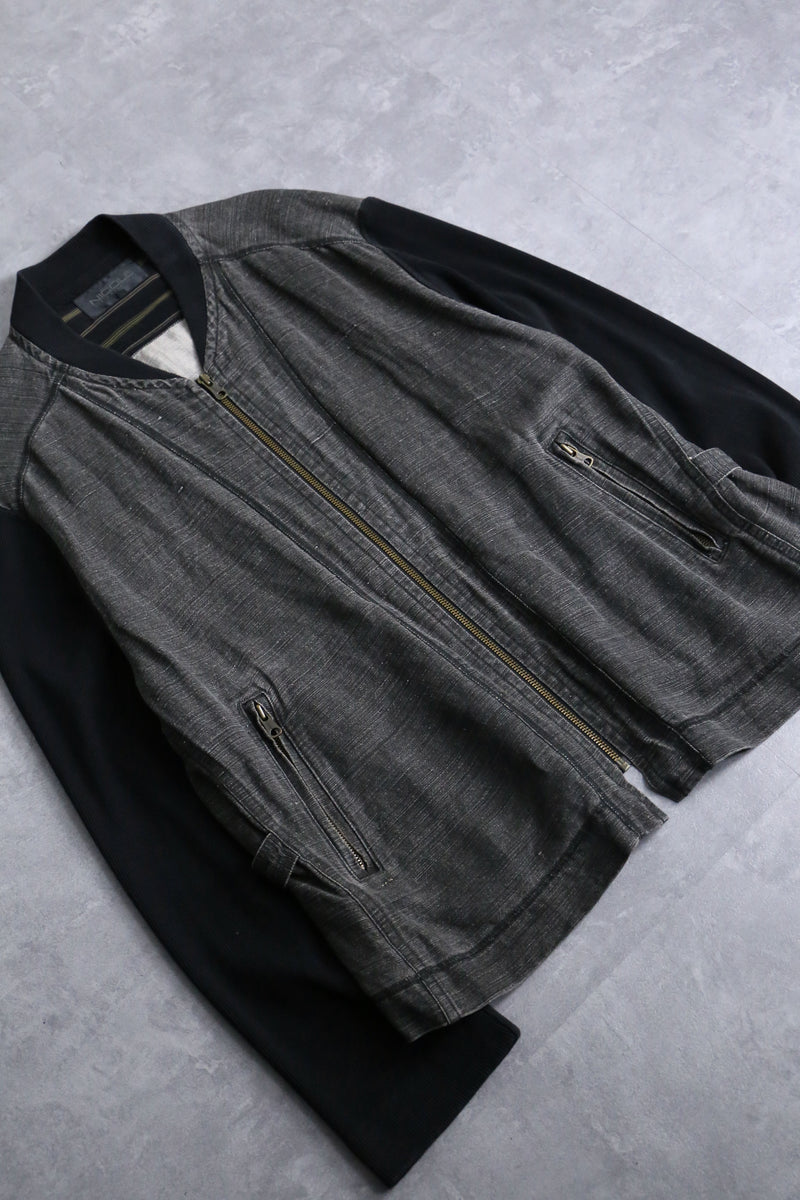 fade black switch design zip jacket