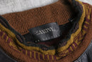 “SAXONY”vintage leather×3D knit pullover