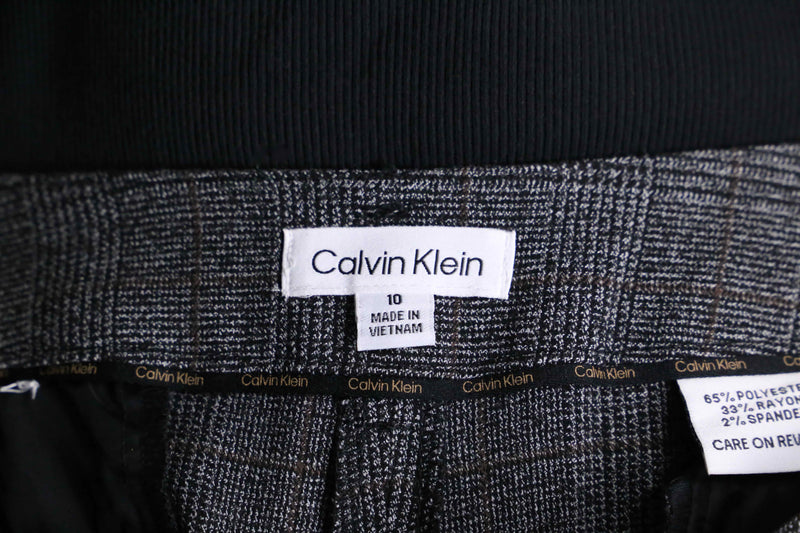 "Calvan Klein" gren check wide buggy rayon slacks