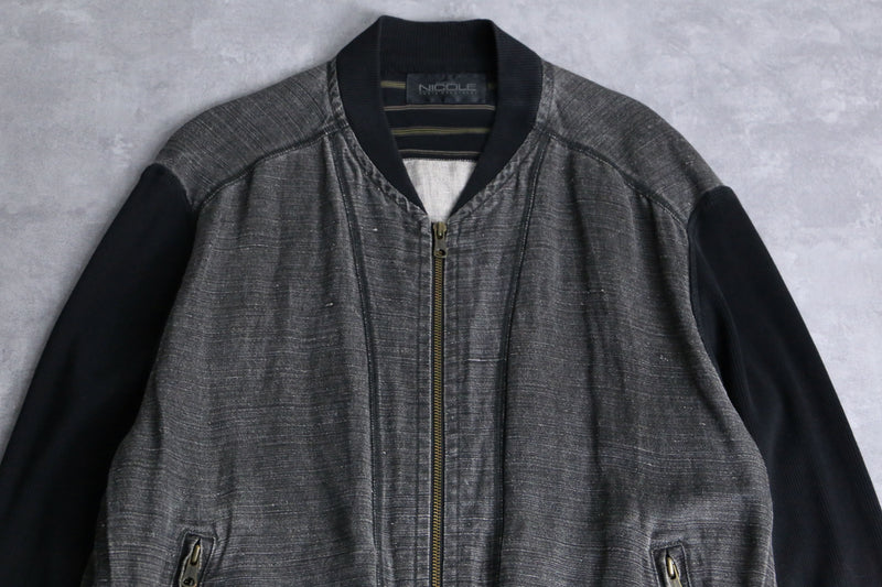 fade black switch design zip jacket