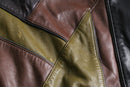 “SAXONY”vintage leather×3D knit pullover