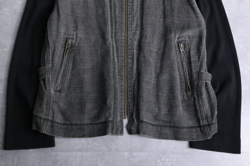 fade black switch design zip jacket