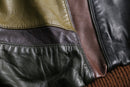 “SAXONY”vintage leather×3D knit pullover