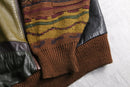 “SAXONY”vintage leather×3D knit pullover