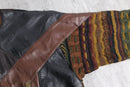 “SAXONY”vintage leather×3D knit pullover