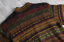 “SAXONY”vintage leather×3D knit pullover