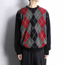 front argyle check pattern knit