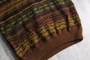“SAXONY”vintage leather×3D knit pullover