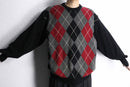 front argyle check pattern knit