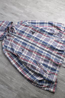 madras check zip cotton hoodie