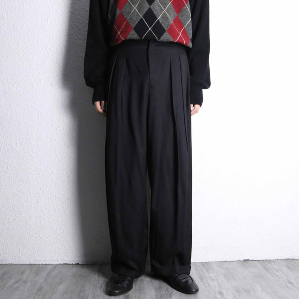 black color cotton wide easy slacks