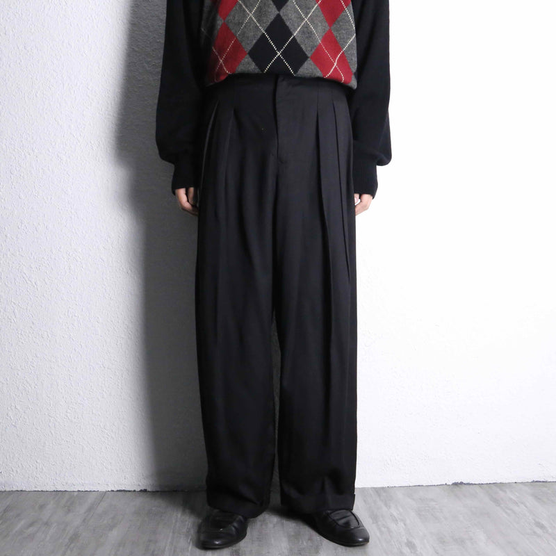 black color cotton wide easy slacks