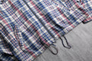 madras check zip cotton hoodie