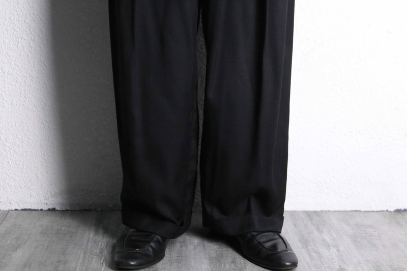 black color cotton wide easy slacks