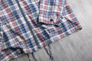 madras check zip cotton hoodie